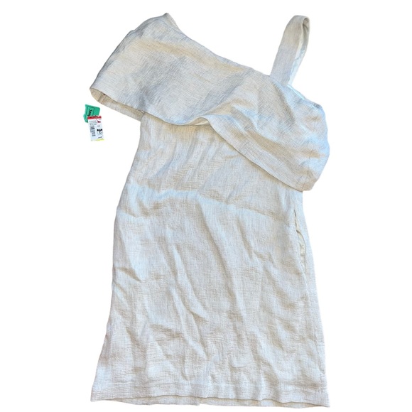 Nic+Zoe one shoulder light beige dress SAMPLE size 6 - Picture 2 of 5